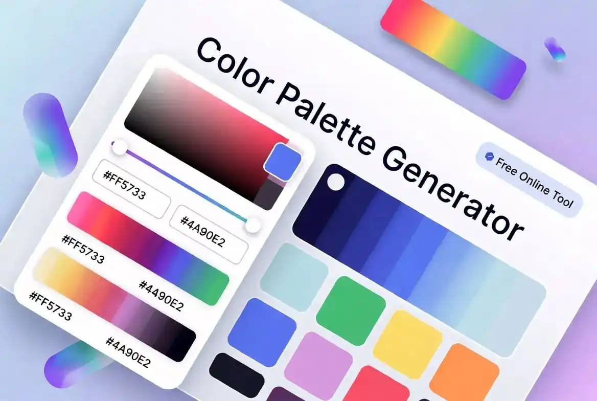 Color Palette Generator – 100% Free Color Picker Tool 1 Color Palette Generator tool interface showing multiple color swatches and hex codes for creating beautiful color schemes online