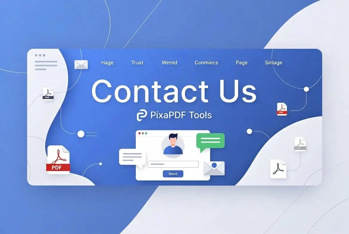 Ultimate 24/7 Help – Contact Us PixaPDF Tools 1 Contact Us PixaPDF Tools customer support banner with email icons and help desk assistance
