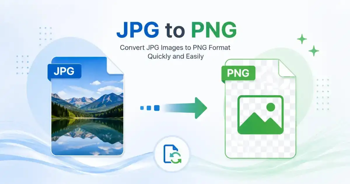 JPG to PNG image converter illustration showing JPG file converted into PNG format
