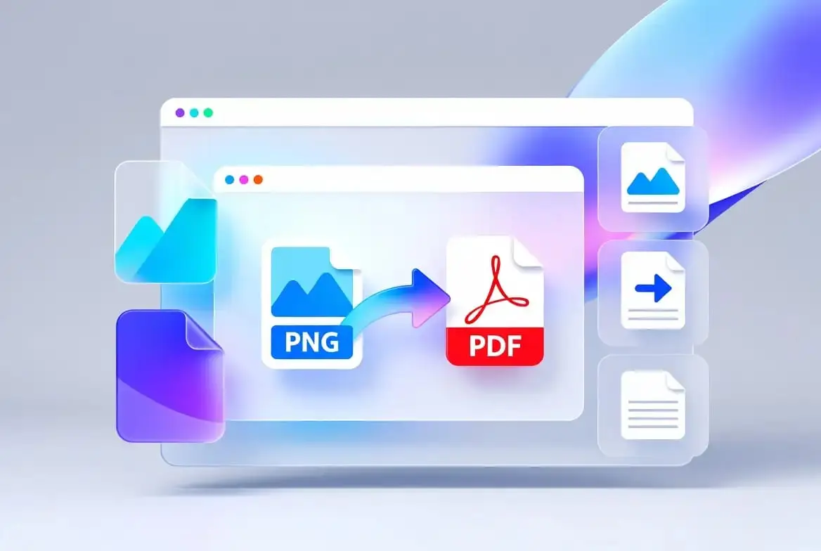 PNG to PDF Converter — Free Online Tool PNG to PDF converter tool illustration showing how to convert PNG images into a PDF file online for free — fast, secure, and no signup required.